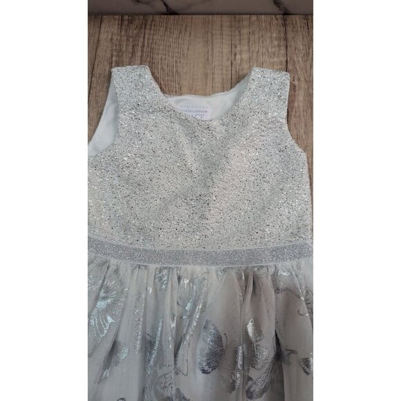 The Childrens Place 4T Silver Glitter Butterfly Tulle Party Dress  gray - Picture 7 of 12